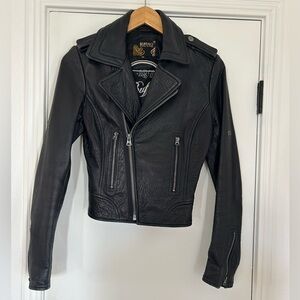 Buffalo David Bitton - Black Leather Moto Jacket - XS